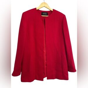Dana Buchman Women’s 100% Wool Dark Cherry Red Hook Top Jacket Blazer Size 14